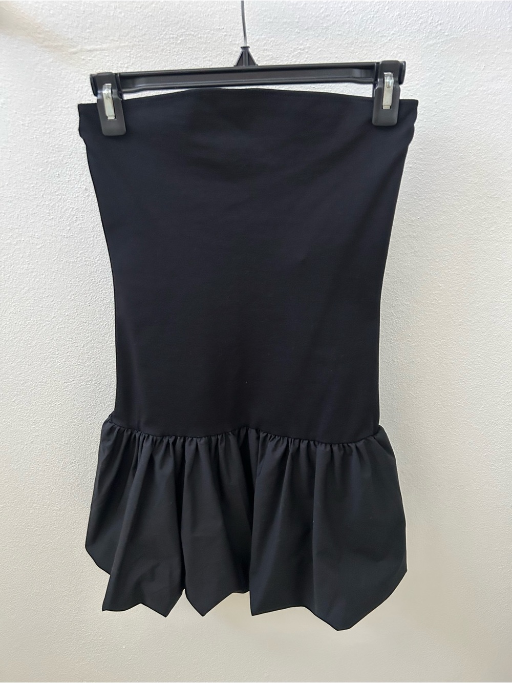 NWT Good Luck Gem Black Mini Dress with Flounced Hem